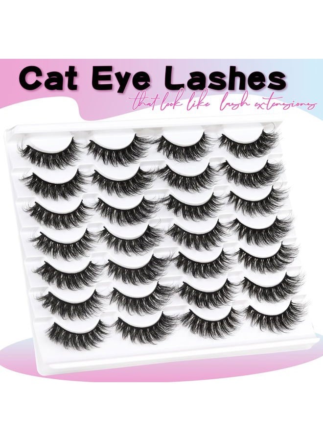 Losha Lashes 14 Pairs Fluffy False Lashes Soft Handmade Fake Eyelashes Vegan Cat Eye Lashes that Like Lash Extensions (P01) - Image 2