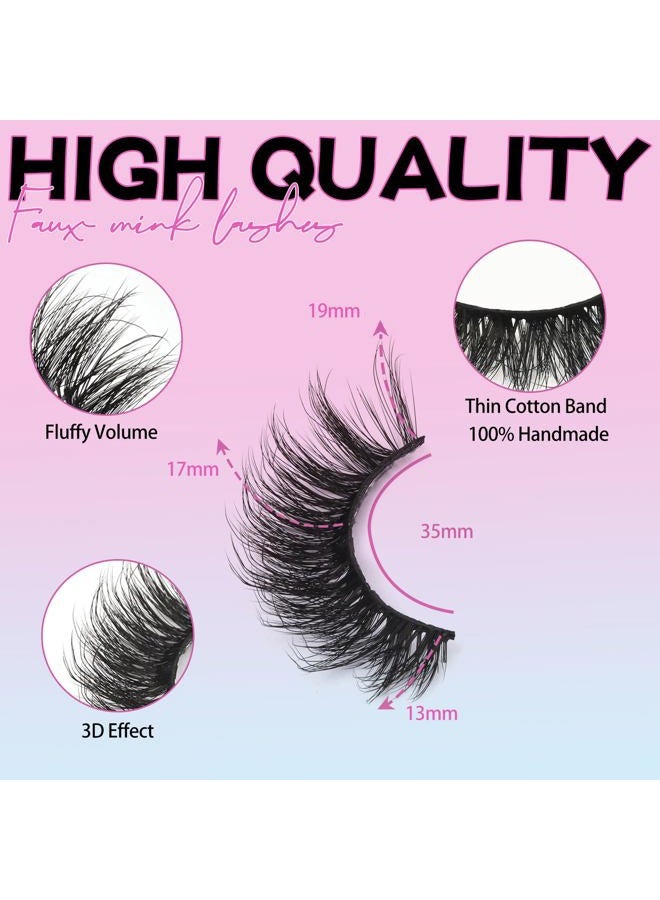 Losha Lashes 14 Pairs Fluffy False Lashes Soft Handmade Fake Eyelashes Vegan Cat Eye Lashes that Like Lash Extensions (P01) - Image 4