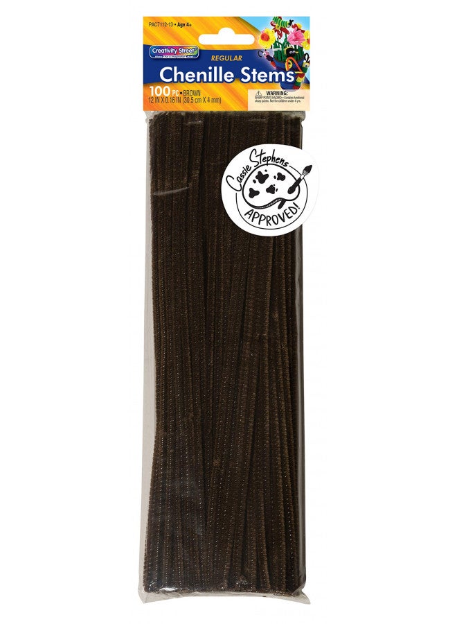 Creativity Street Chenille Stems/Pipe Cleaners 12 Inch x 4mm 100-Piece, Brown - Image 1