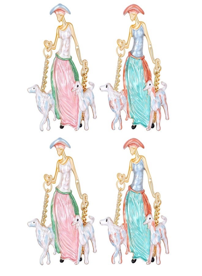 DD-life 4 Pcs Cartoon Painted Girls Brooch Enamel Pins Drip Oil Brooches Cute Dress Accessories Fashion Shiny Brooch for Any Special Occasions - Image 1