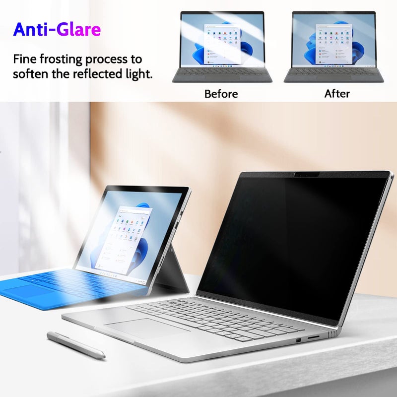 Peslv Magnetic Privacy Screen for Surface Pro 11/10/9/8/X 13 Inch, Removable Anti Blue Light Glare Filter, Black Security Private Apy Block Protector - Image 4