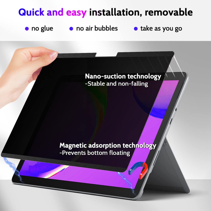 Peslv Magnetic Privacy Screen for Surface Pro 11/10/9/8/X 13 Inch, Removable Anti Blue Light Glare Filter, Black Security Private Apy Block Protector - Image 3