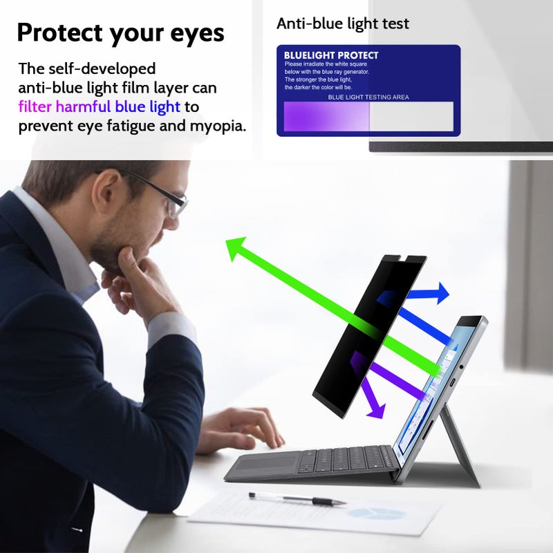 Peslv Magnetic Privacy Screen for Surface Pro 11/10/9/8/X 13 Inch, Removable Anti Blue Light Glare Filter, Black Security Private Apy Block Protector - Image 5