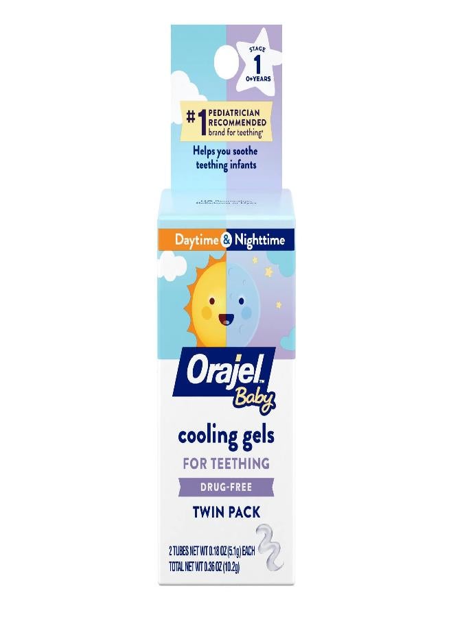 Orajel Baby Daytime & Nighttime Cooling Gels for Teething, Drug-Free, #1 Pediatrician Recommended Brand for Teething*, Two 0.18oz Tubes - Image 1