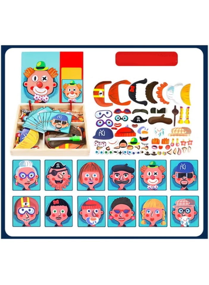 هايدو لعبة ألغاز بانوراما مغناطيسية خشبية ألعاب ألغاز تعليمية ، حامل رسم مزدوج الجوانب للأطفال - Image 1