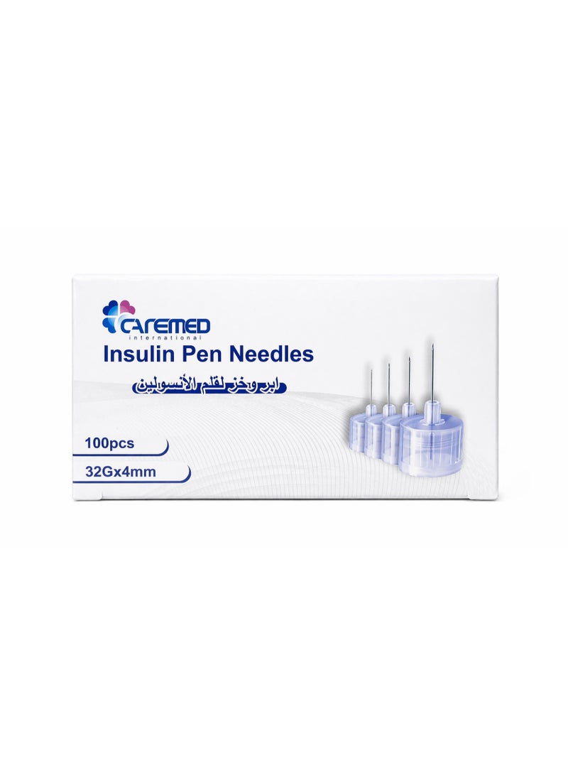 Caremed 4ml 32G Insulin Pen Lancing Needles, 100 Needles