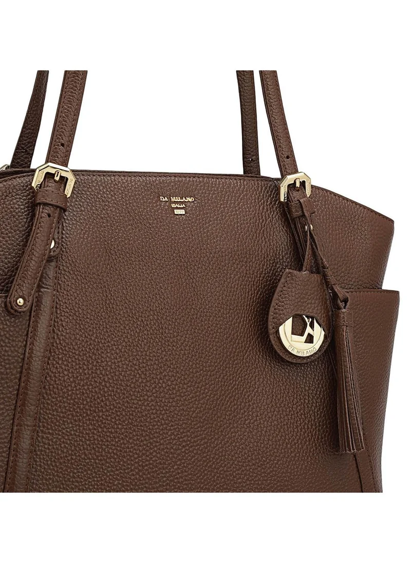 Da Milano  Da Milano Genuine Leather Brown Tote Bag for Women | Best Price UAE