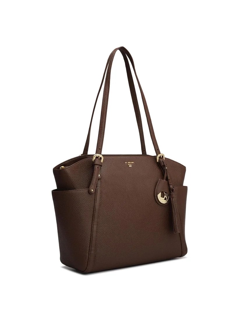 Da Milano  Da Milano Genuine Leather Brown Tote Bag for Women | Best Price UAE
