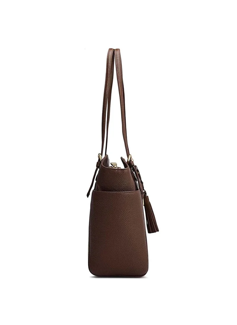 Da Milano  Da Milano Genuine Leather Brown Tote Bag for Women | Best Price UAE