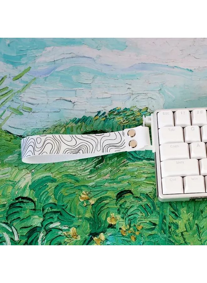 White Keyboard Wrist Rest With Black Belt Ergonomic Support For Gaming And Typing - Image 1