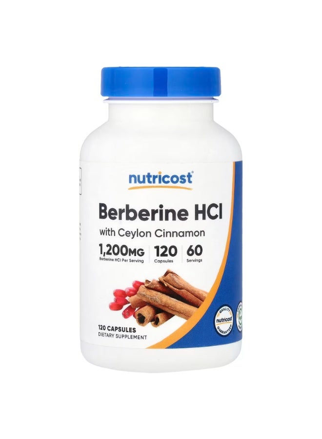Nutricost, Berberine HCl With Ceylon Cinnamon, 120 Capsules - Image 1
