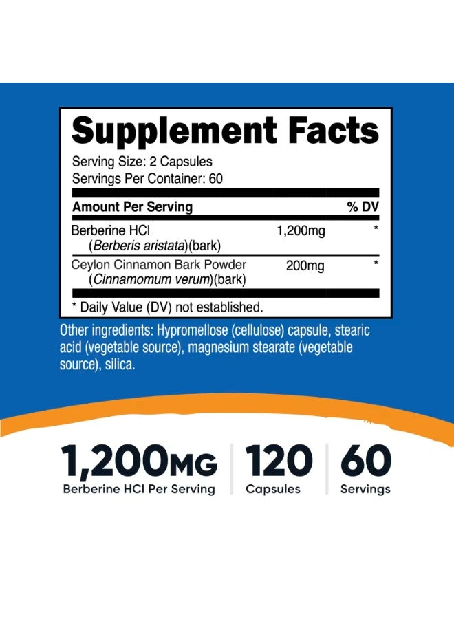 Nutricost, Berberine HCl With Ceylon Cinnamon, 120 Capsules - Image 2