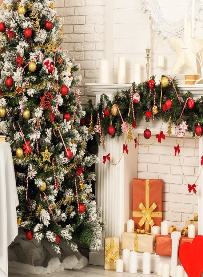 JUNEBRUSHS 50 Pcs Candy Cane Christmas Decorations Red and White Candy Canes Plastic Peppermint Hanging Ornament Christmas Tree Candy Cane Ornaments for Xmas Gift Holiday Decor - Image 5