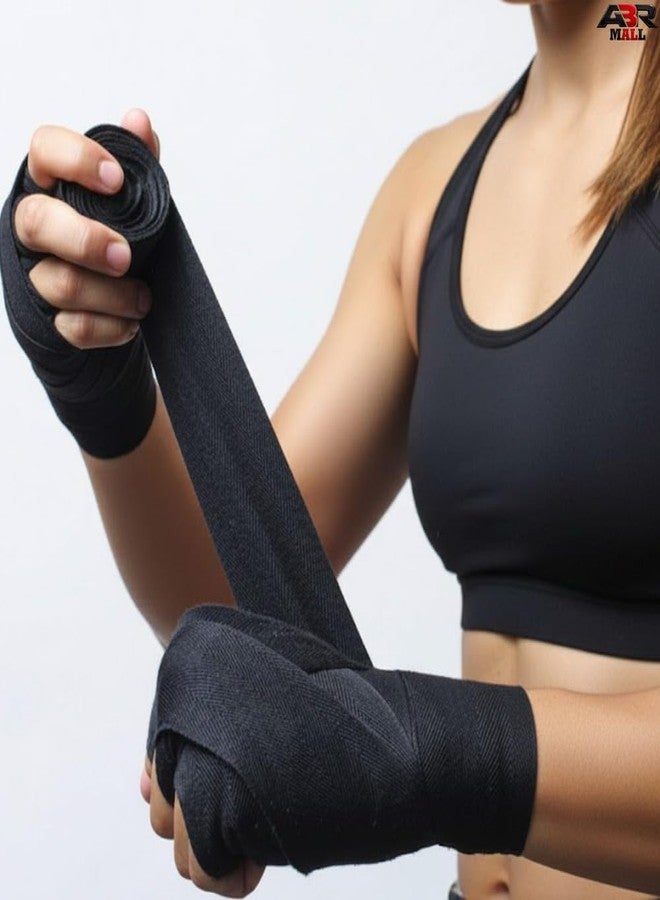 ABR MALL Boxing Hand Wraps, Black, Wrist Support, Training Protection, Fingerless Design - Image 1