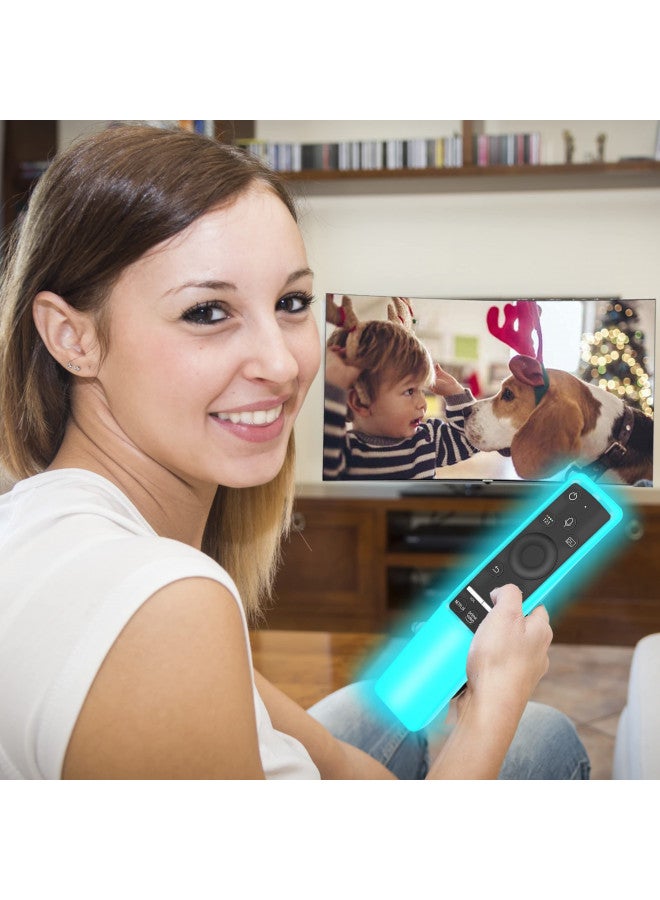 Lambcare Case Compatible with Samsung Smart TV Remote Controller BN59 Series, Light Weight Silicone Cover Protector Shockproof Anti-Slip Remote Skin Sleeve - Black (Glow Blue) - Image 1