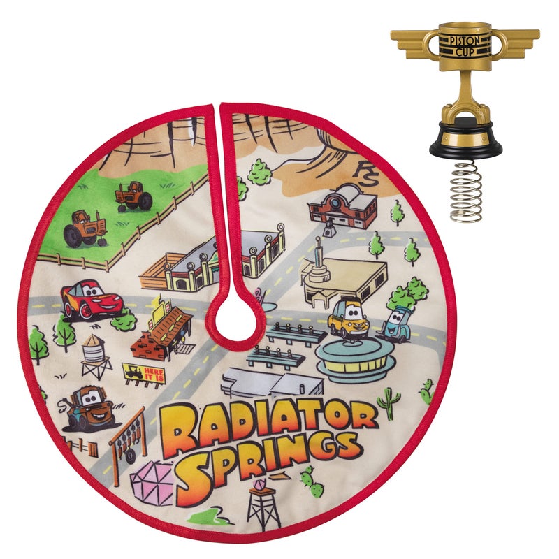 Hallmark Keepsake 2022  Miniature Disney/Pixar Cars Radiator Springs Tree Topper and Christmas Tree Skirt Set - Image 1