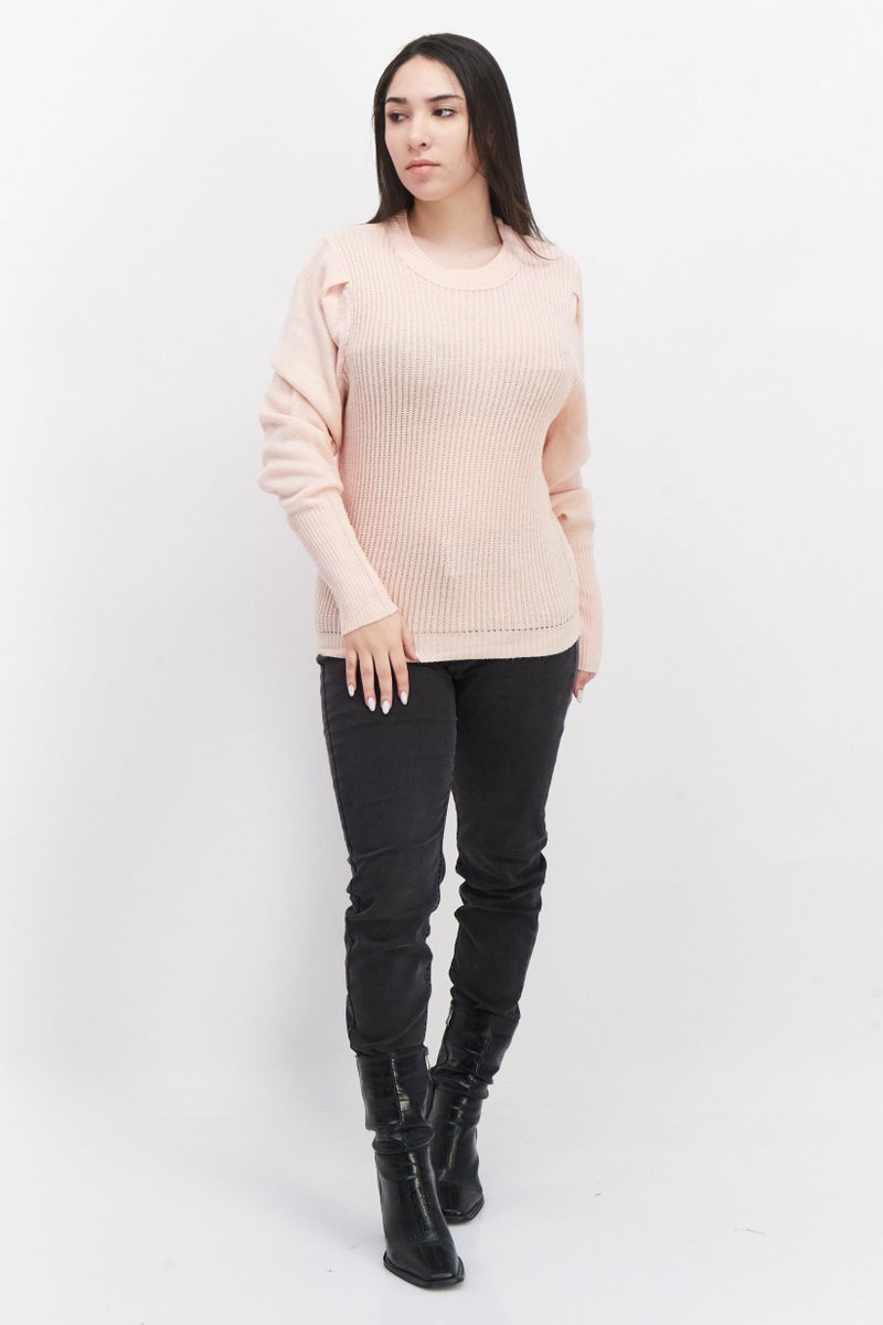 BRAVE SOUL Women Knitted Sweater, Light Pink - Image 4