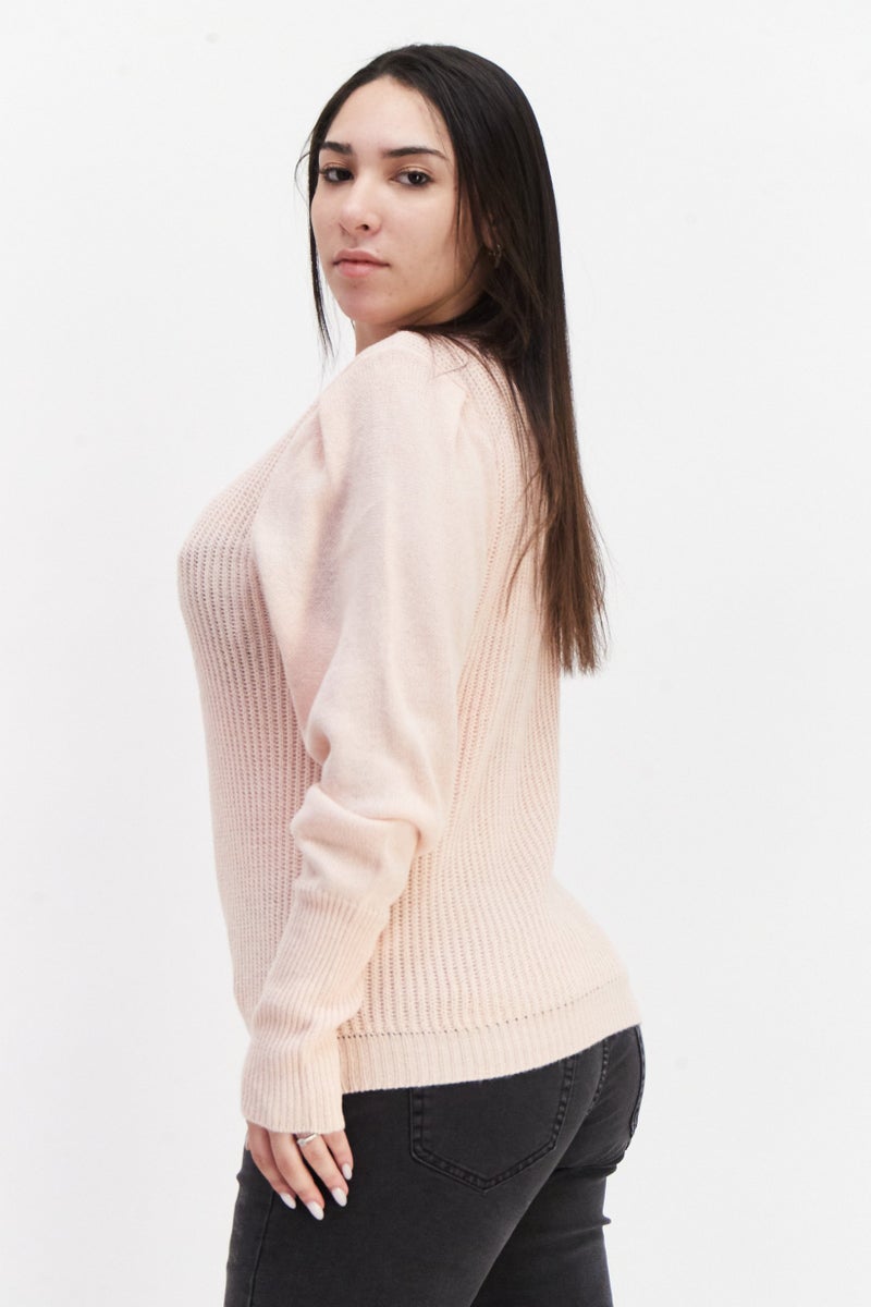 BRAVE SOUL Women Knitted Sweater, Light Pink - Image 3