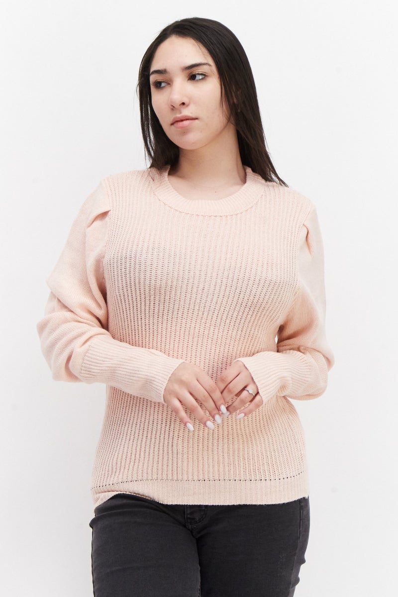BRAVE SOUL Women Knitted Sweater, Light Pink - Image 1