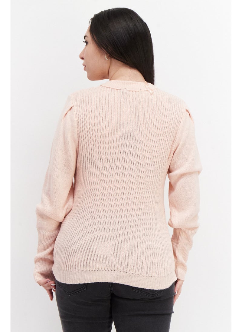 BRAVE SOUL Women Knitted Sweater, Light Pink - Image 5