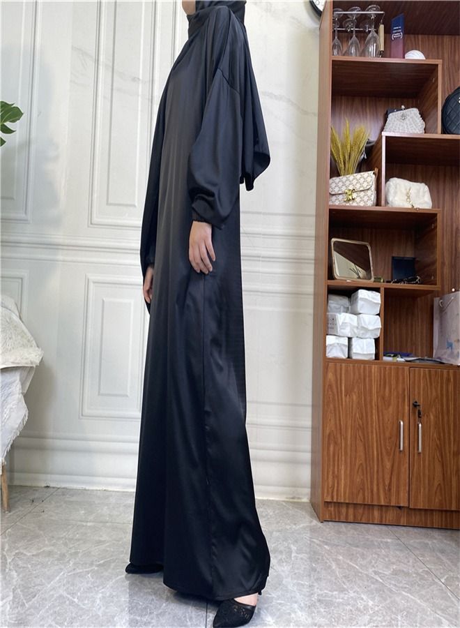 Loquat Scarf With Side Pockets Dress Abaya Black  - Image 3