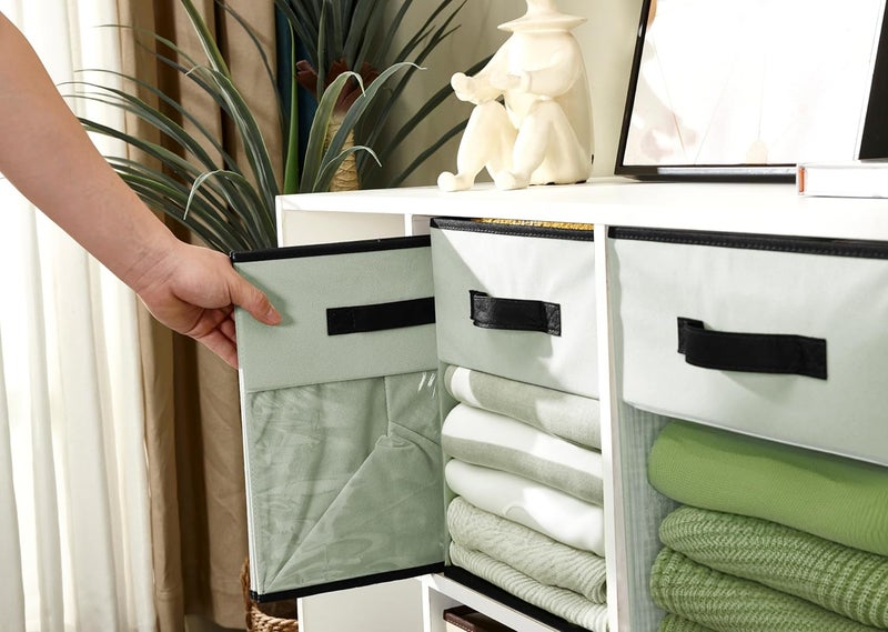 DECOMOMO Storage Baskets for Shelves 13x15x13 Storage Cube Bins with Clear Window, Kallax Storage Cubes for Organizing Shelves Nursery Toy (Kallax / 4pcs, Green) - Image 5