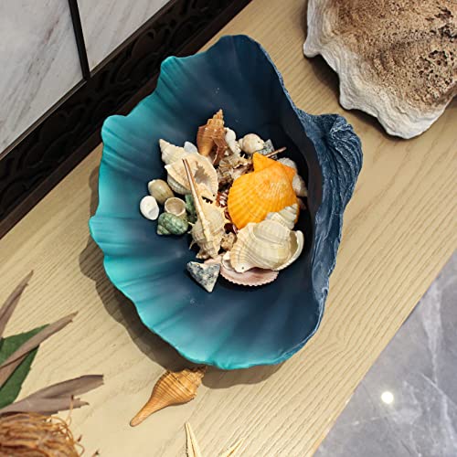 Accessoryway Large Caribbean Blue-Aqua Sea Shells Decorative Bowl Resin Clam Shell Bowl Beach Decorations for Home Coastal Beach Decor Decoration Storage Bowls&Home Office Nautical Themed Party Decor-10.2"-1PC - Image 4