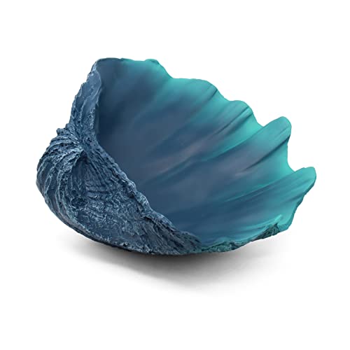 Accessoryway Large Caribbean Blue-Aqua Sea Shells Decorative Bowl Resin Clam Shell Bowl Beach Decorations for Home Coastal Beach Decor Decoration Storage Bowls&Home Office Nautical Themed Party Decor-10.2"-1PC - Image 1