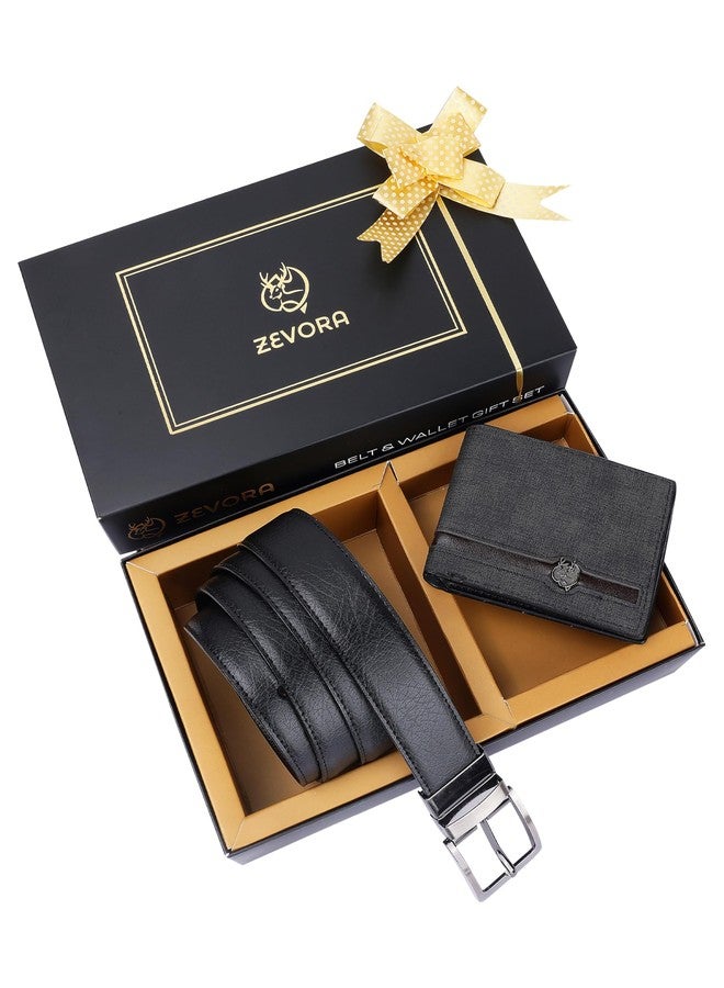 ZEVORA Men’s Leather Belt & Wallet Gift Set - Combo with Elegant Ribbon Gift Box - Image 2