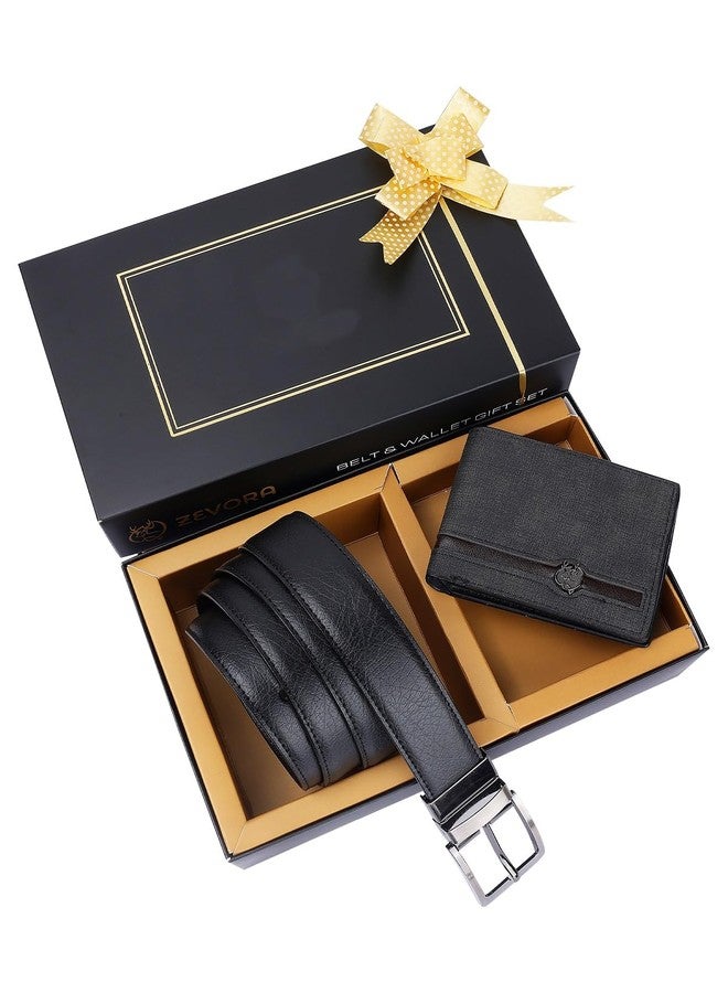 ZEVORA Men’s Leather Belt & Wallet Gift Set - Combo with Elegant Ribbon Gift Box - Image 1