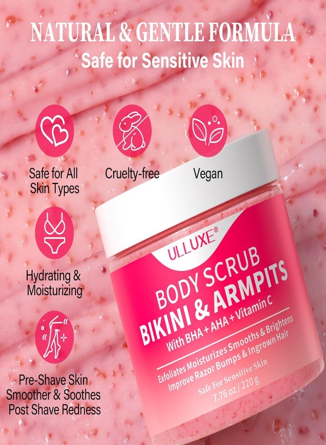 ulluxe Bikini Area Exfoliator with 10% AHAs BHA & Vitamin C, Exfoliating Body Scrub for Ingrown Hair and Underarm Bumps, Dark Spots, Moisturize Brighten Soothe & Even Skin Tone, Sensitive Skin Safe, 7.76 oz - Image 2
