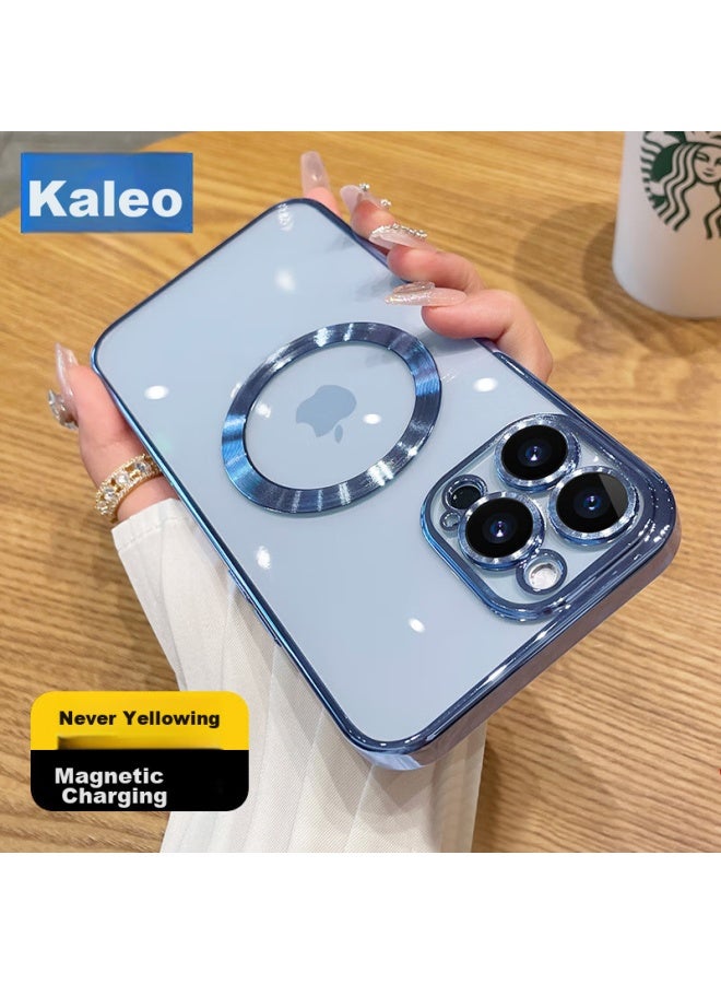 kelleia Kalaio Iphone 15 Case, Iphone 15 Electroplated Magnetic Protective Cover With Camera Lens Film, Full Protection Ultra-thin Shockproof Case, Light Blue - Image 1