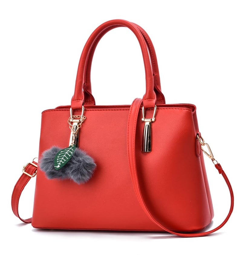 Dreubea Women's Leather Handbag Tote Shoulder Bag Crossbody Purse (Red) - Image 1