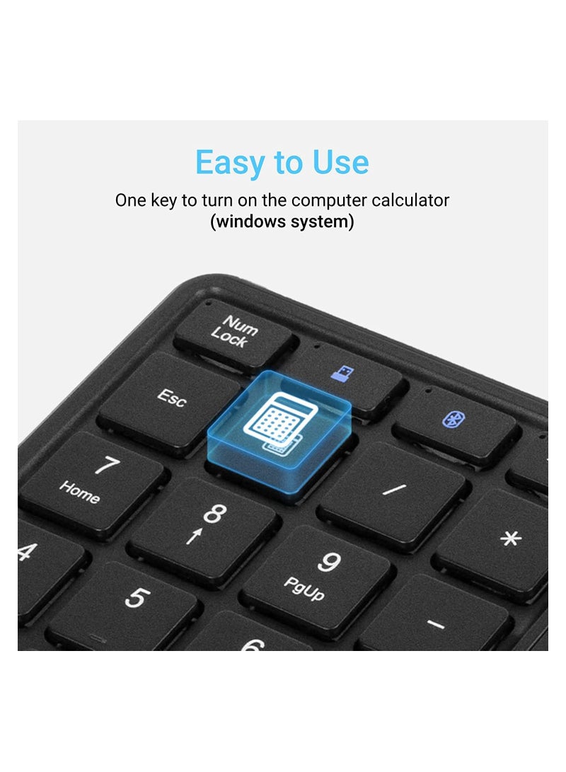 2.4G Wireless Numeric Keypad with Touchpad, 22 Keys Portable Bluetooth Number Pad, Financial Accounting USB C Rechargeable Number KeyboardBlack - Image 3