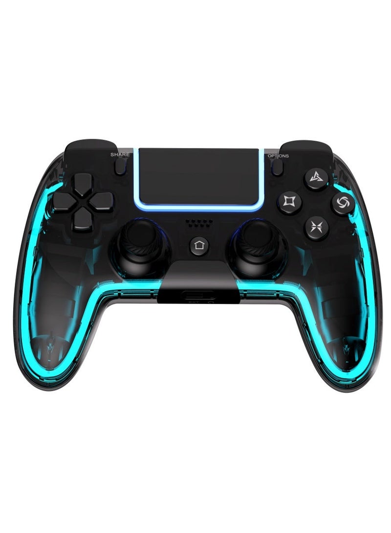 وحدة تحكم ألعاب لاسلكية لجهاز PS4، لوحة ألعاب بلوتوث RGB مع عصا تحكم بتقنية هول إفكت، اهتزاز مزدوج، أزرار قابلة للبرمجة وبطارية قابلة للشحن لجهاز ألعاب PS4 - Image 1