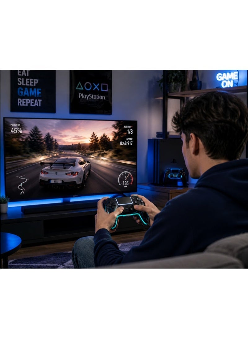 وحدة تحكم ألعاب لاسلكية لجهاز PS4، لوحة ألعاب بلوتوث RGB مع عصا تحكم بتقنية هول إفكت، اهتزاز مزدوج، أزرار قابلة للبرمجة وبطارية قابلة للشحن لجهاز ألعاب PS4 - Image 3
