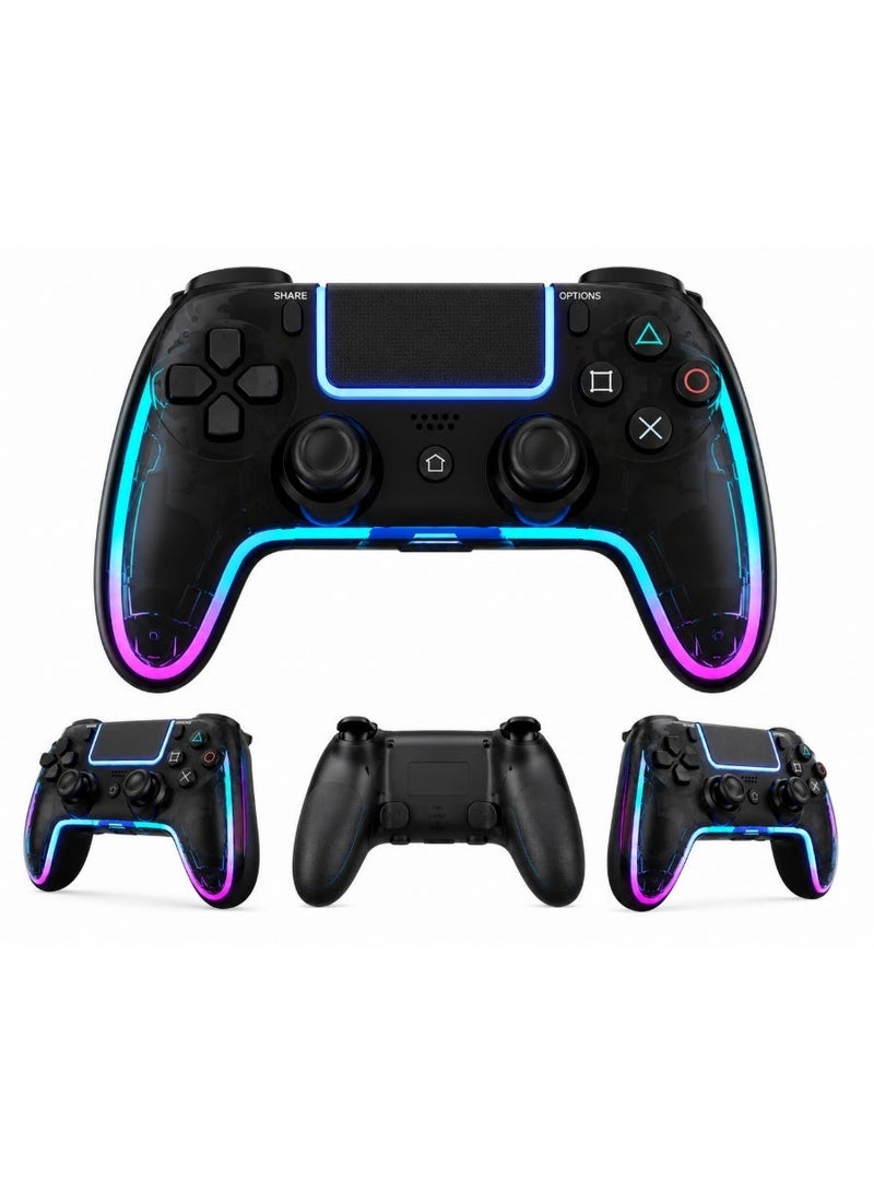 وحدة تحكم ألعاب لاسلكية لجهاز PS4، لوحة ألعاب بلوتوث RGB مع عصا تحكم بتقنية هول إفكت، اهتزاز مزدوج، أزرار قابلة للبرمجة وبطارية قابلة للشحن لجهاز ألعاب PS4 - Image 2