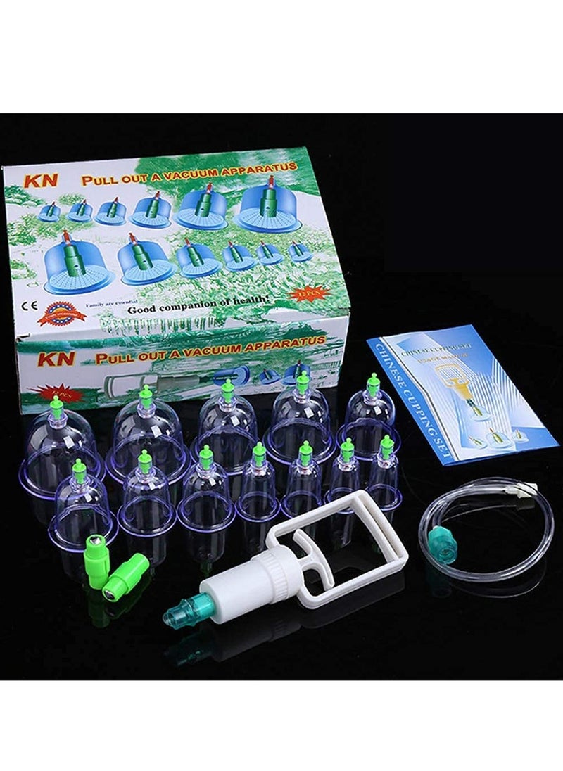 DubaiGallery - 12pcs Cans Cupping Set Vacuum Cuppings Suction Therapy Device Body Massager Kit Household Cupping Tool Sets Traditonal Chinese Treatment - Image 1
