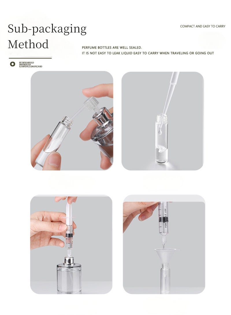 2 Pack 15ml Glass Perfume Bottles Refillable Fine Mist Spray for Perfume Essential Oil Liquid Cosmetic with 4 Dispensing Tools(2pcs-Silver + Rose) - Image 4