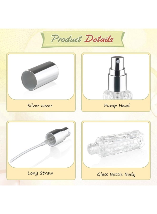 2 Pack 15ml Glass Perfume Bottles Refillable Fine Mist Spray for Perfume Essential Oil Liquid Cosmetic with 4 Dispensing Tools(2pcs-Silver + Rose) - Image 5