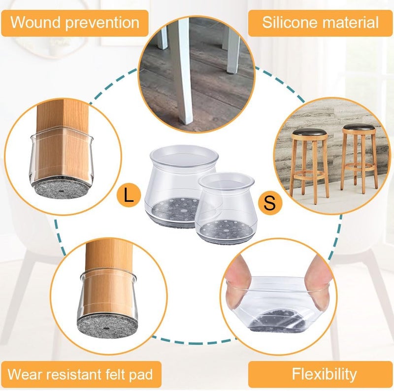 OASMU 32 Pcs Chair Leg Floor Protectors - Silicone Felt Pads, Scratch-Proof & Noise-Free, Easy Smooth Moving, Large Size (Fits Round Chair Legs: 1-5/16" to 2" Diameter)​ - Image 3