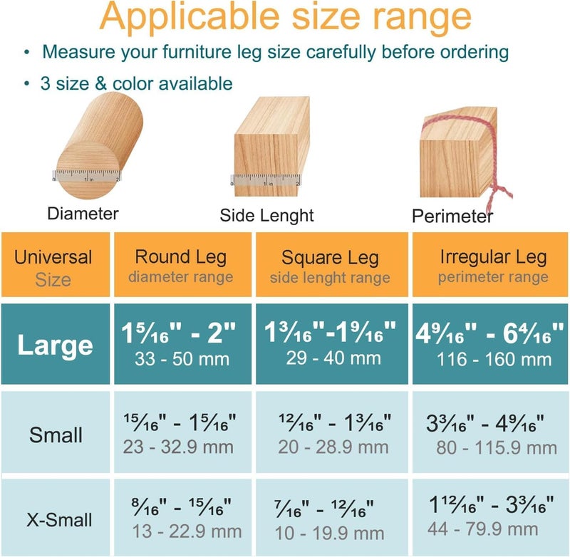 OASMU 32 Pcs Chair Leg Floor Protectors - Silicone Felt Pads, Scratch-Proof & Noise-Free, Easy Smooth Moving, Large Size (Fits Round Chair Legs: 1-5/16" to 2" Diameter)​ - Image 2