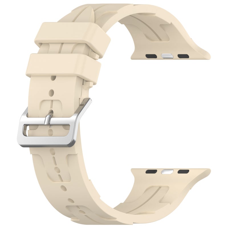 erorex For Apple Watch 38Mm H Texture Silicone Ladder Buckle Watch Band(Khaki) - Image 2