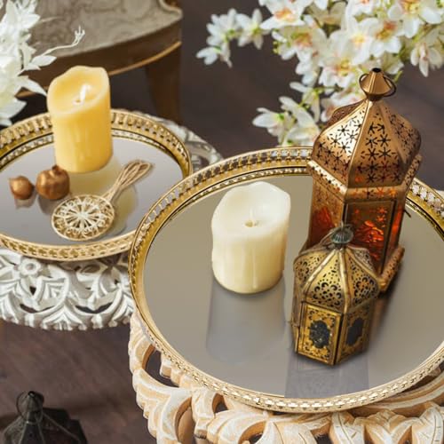 Ayswupt Gold Mirrored Vanity Tray for Bathroom Counter,Metal Decorative Jewelry Storage Tray Cosmetic Perfume Organizer for Dresser,Bedroom,Home Decor,Suit for Candle Holder,Coffee Table Centerpiece,L - Image 5