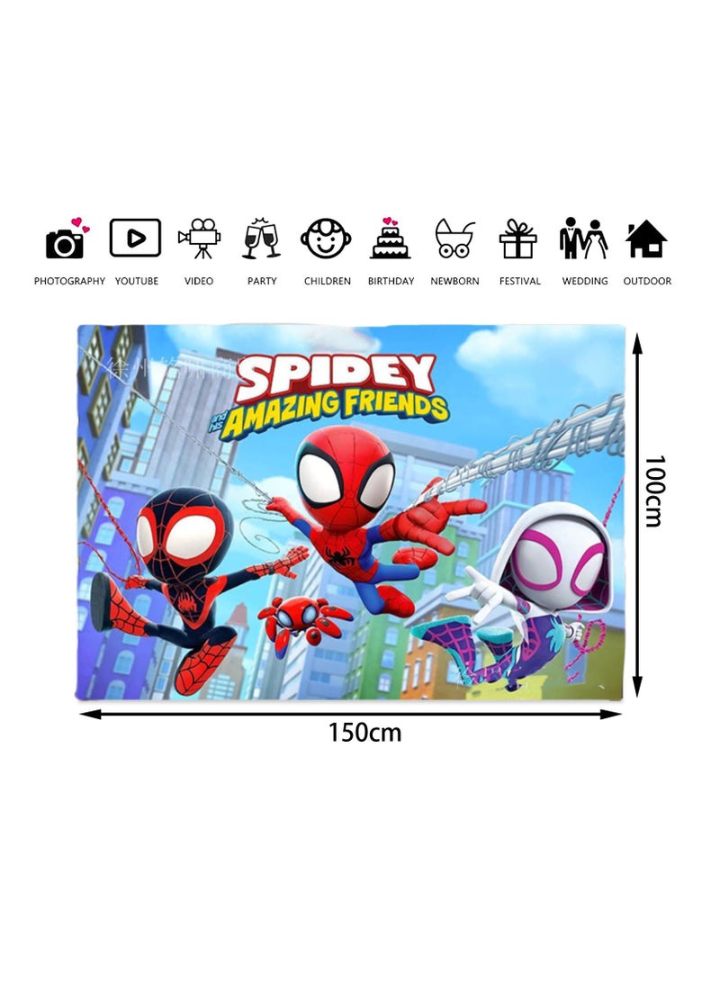 Spider Man Cartoon Wall Background Cloth Home Decoration Party Bedroom Living Room Office Background Hanging Cloth 100X150CM