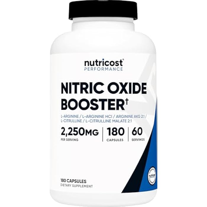 Nutricost Nitric Oxide Booster 2250mg, 180 Capsules - 750mg Per Casule, 60 Servings - Gluten Free and Non-GMO - Image 1