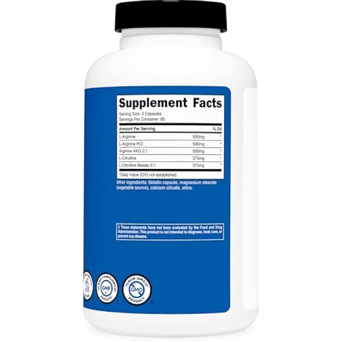 Nutricost Nitric Oxide Booster 2250mg, 180 Capsules - 750mg Per Casule, 60 Servings - Gluten Free and Non-GMO - Image 5