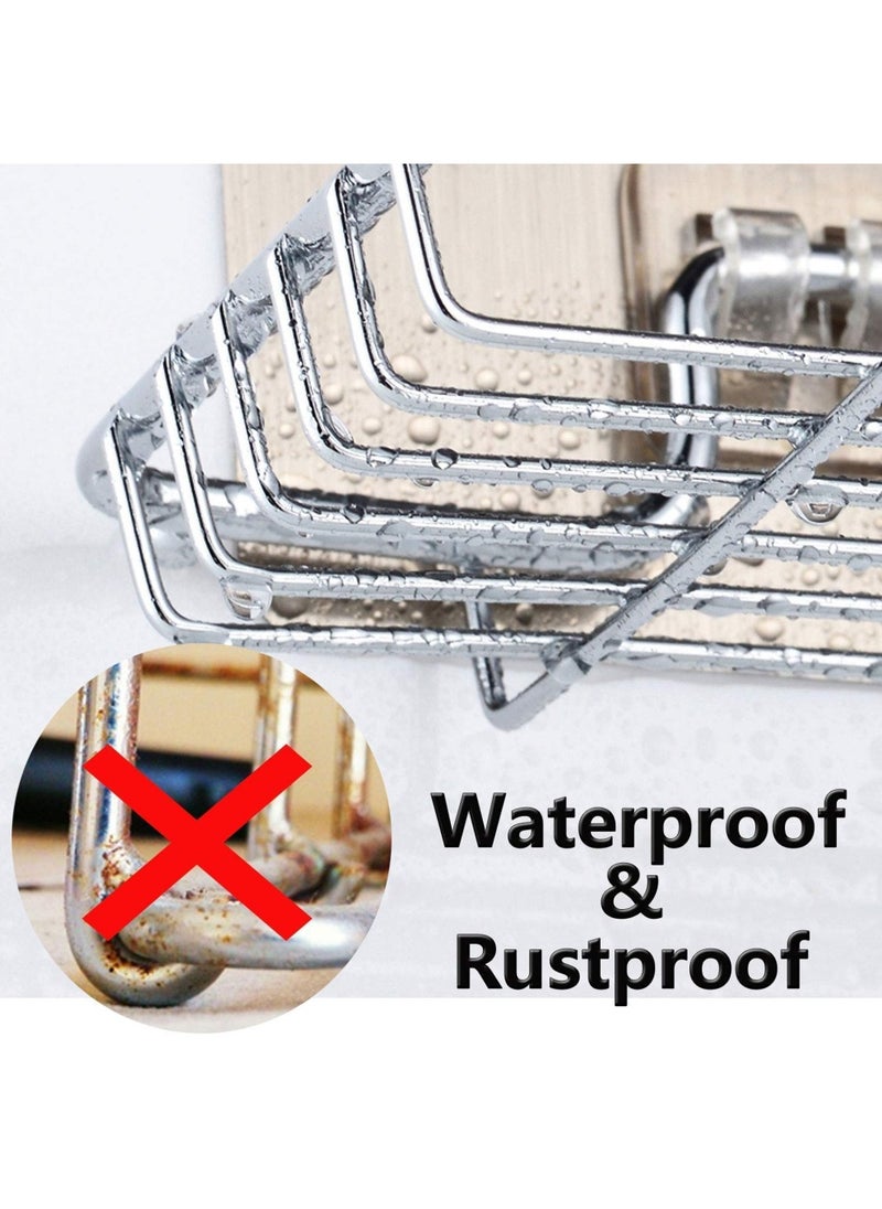 sulfar Sulfar Mounted Double Layer soap Dish Holder Stainless Steel Wall Hanging Soap Storage Rack for Kitchen Bathroom with Self Adhesive Magic Sticker (Silver)  - Image 5