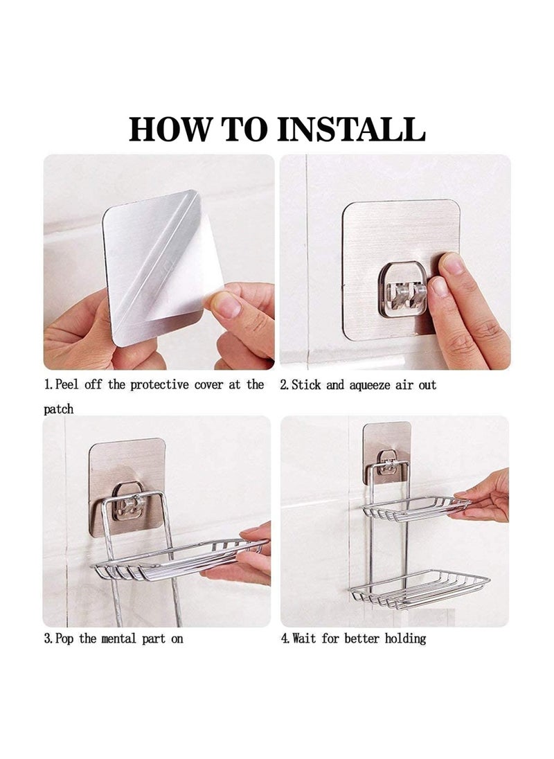 sulfar Sulfar Mounted Double Layer soap Dish Holder Stainless Steel Wall Hanging Soap Storage Rack for Kitchen Bathroom with Self Adhesive Magic Sticker (Silver)  - Image 4