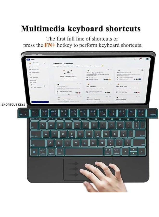 Keyboard Case Compatible with Samsung Galaxy Tab | Multi-Touch Trackpad, Pen Slot, Backlit Keys | Smart Arabic-English Keyboard with Magnetic Stand (SAMSUNG TAB S7-S8) - Image 4